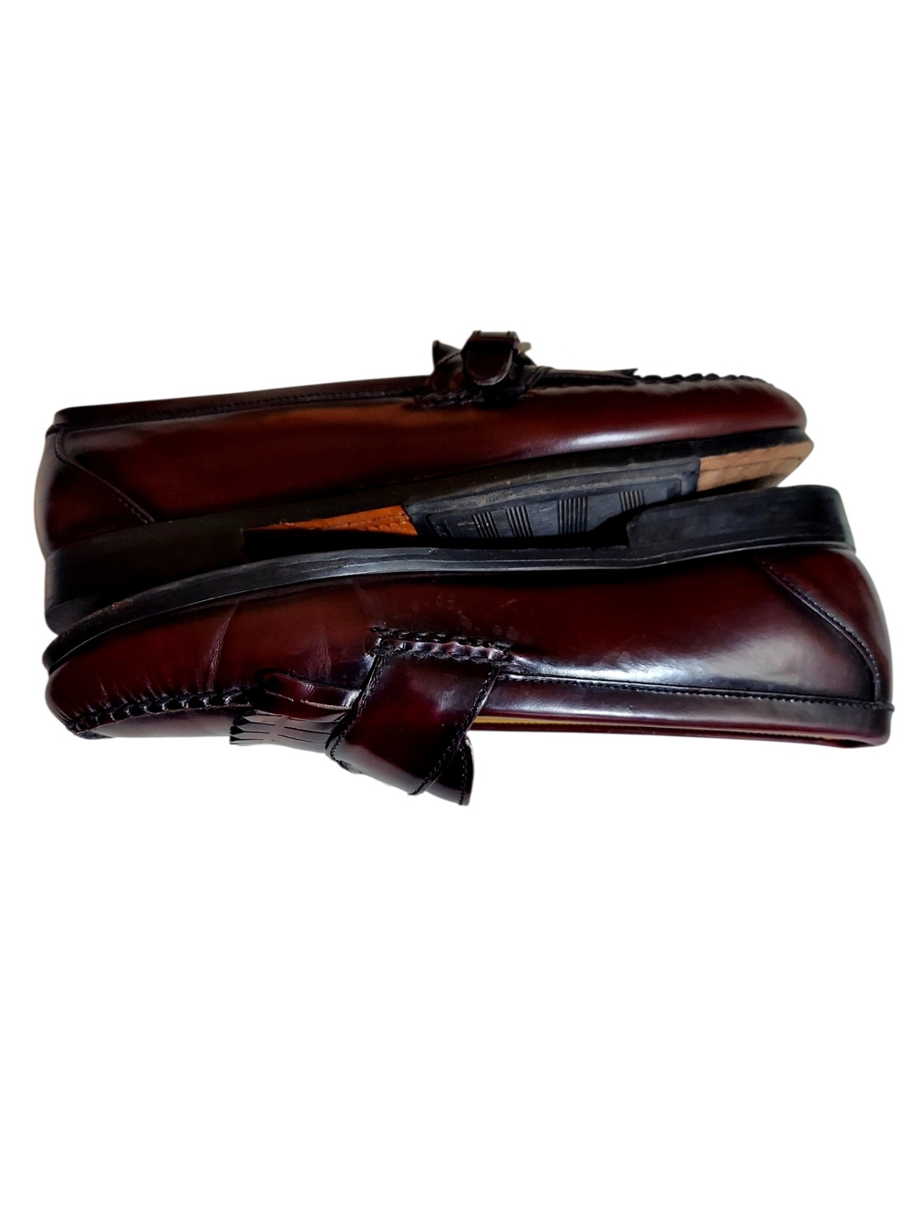 G.H. Bass Mens Lance Oxblood Leather Kiltie Buckle Loafers 8M Academia Preppy - Picture 11 of 13